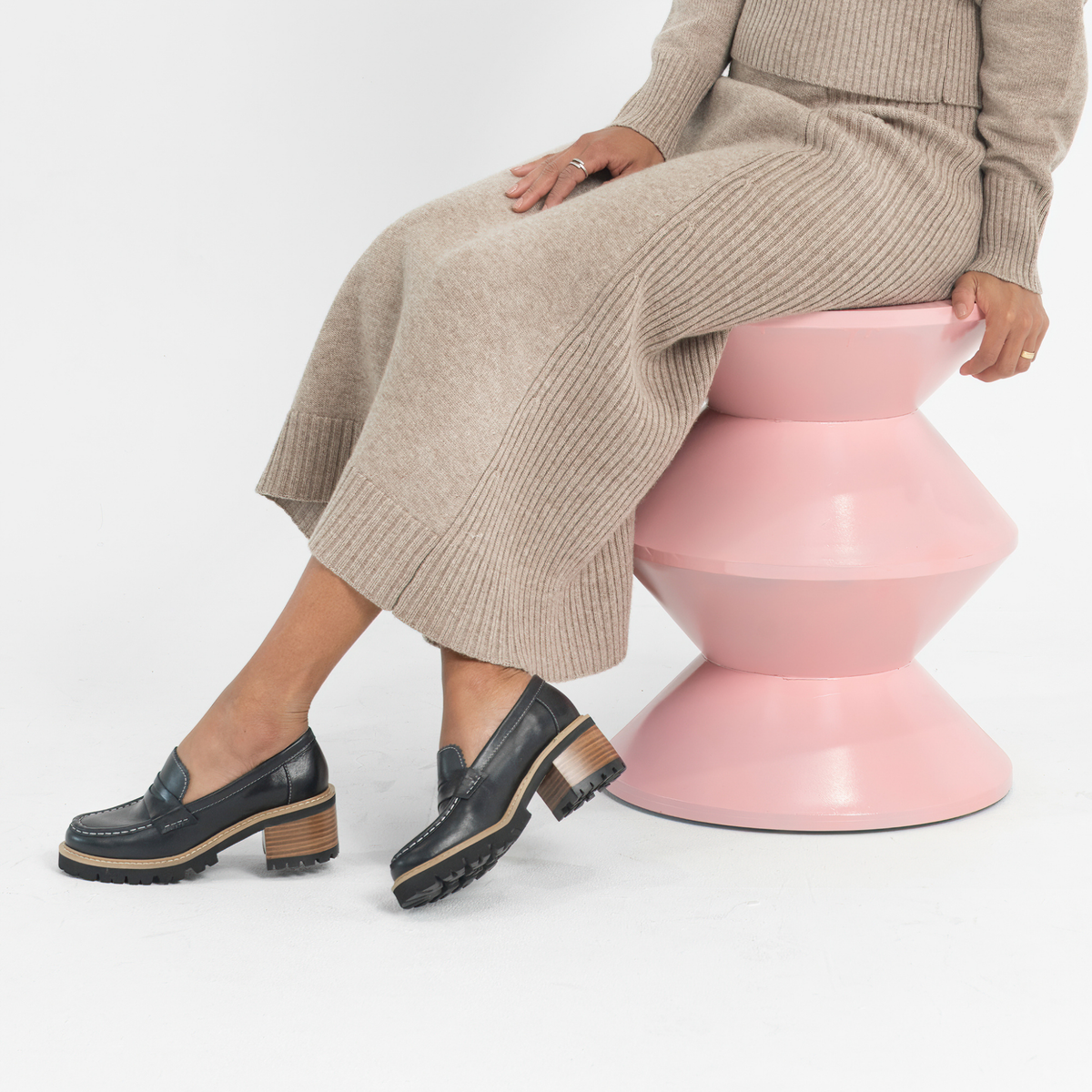 Merrel Black/ Natural Heeled Loafers