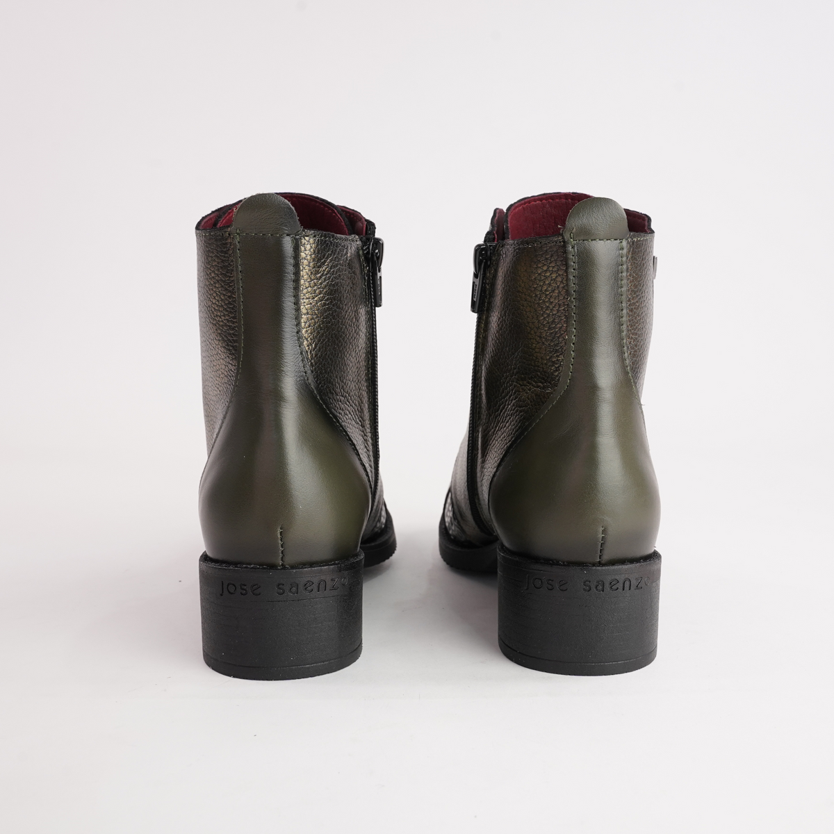 Js-2180 Khaki Metallic Leather Ankle Boots