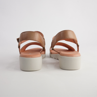 Minne Dark Tan/ Almond Sole Leather Sandals