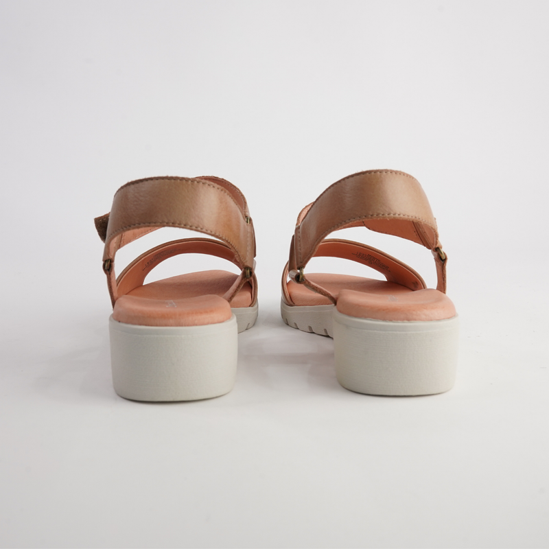 Minne Dark Tan/ Almond Sole Leather Sandals