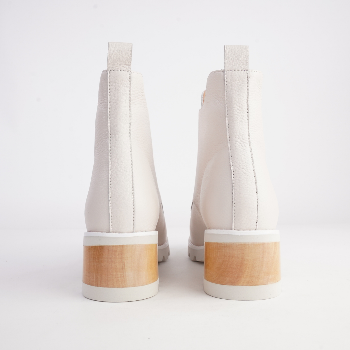 Dazzler Bone/ Tan Stack Leather Ankle Boots - BRESLEY | Shouz