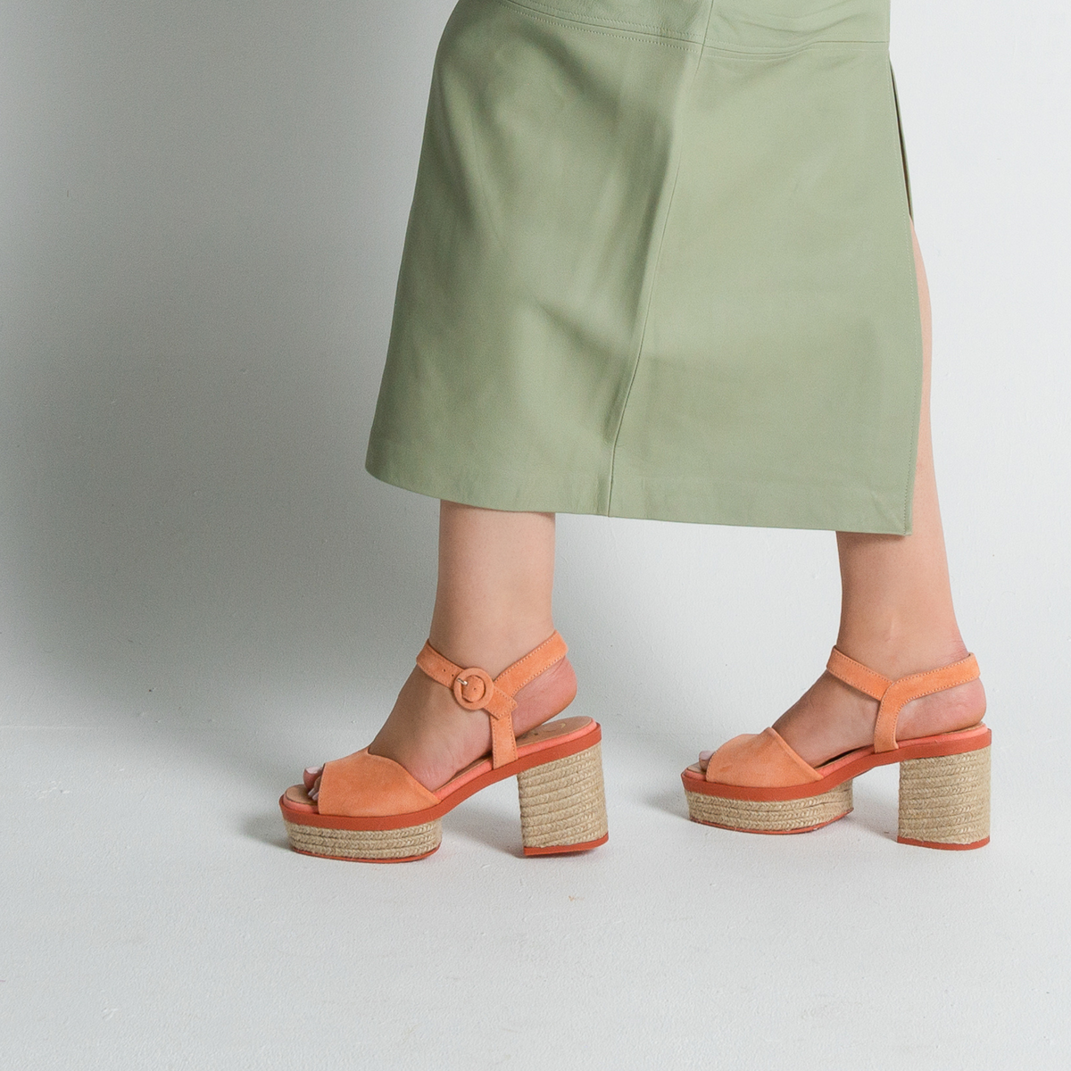 Prinia Macaron Suede Leather Espadrille Heels - GAIMO | Shouz