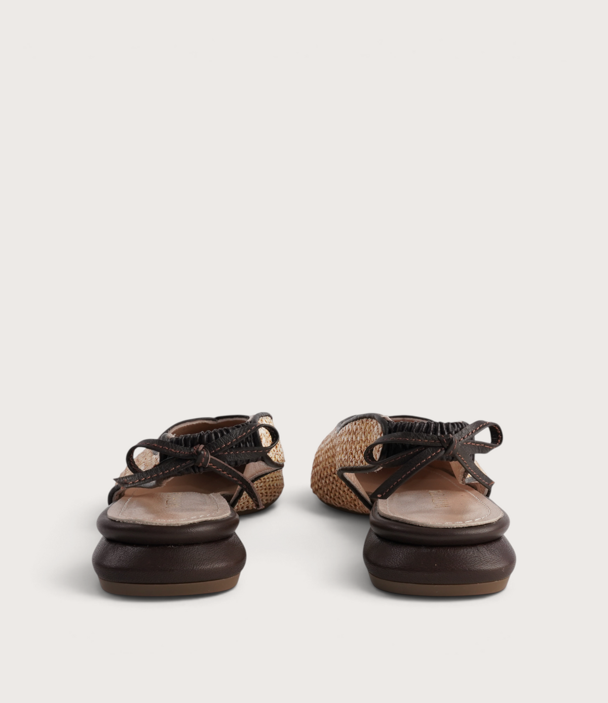 Pre-Order Valentina Raffia/ Brown Leather Flats