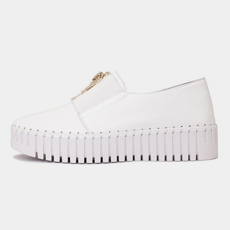 Branza White Leather Sneakers