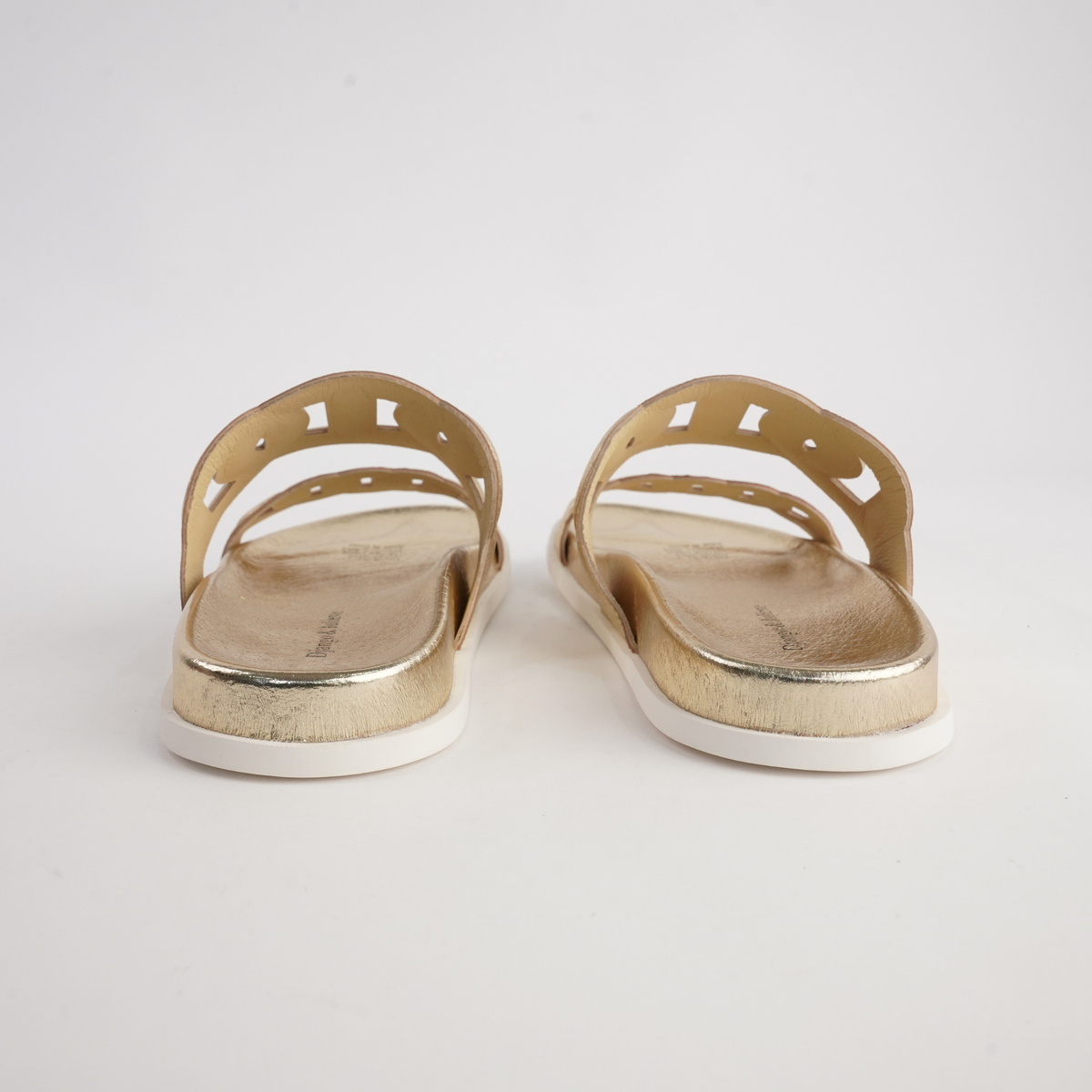 Tulia Gold Scribble Leather Slides - DJANGO AND JULIETTE | Shouz