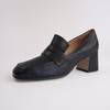 Kendill Black Leather Heeled Loafers