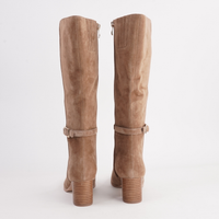 Briellas Light Choc Suede/ Natural Heel Boots - DJANGO AND JULIETTE | Shouz