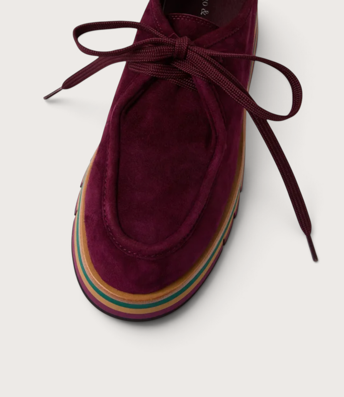 Gnota Burgundy Suede/ Forest and Tan Multi Sole Flats