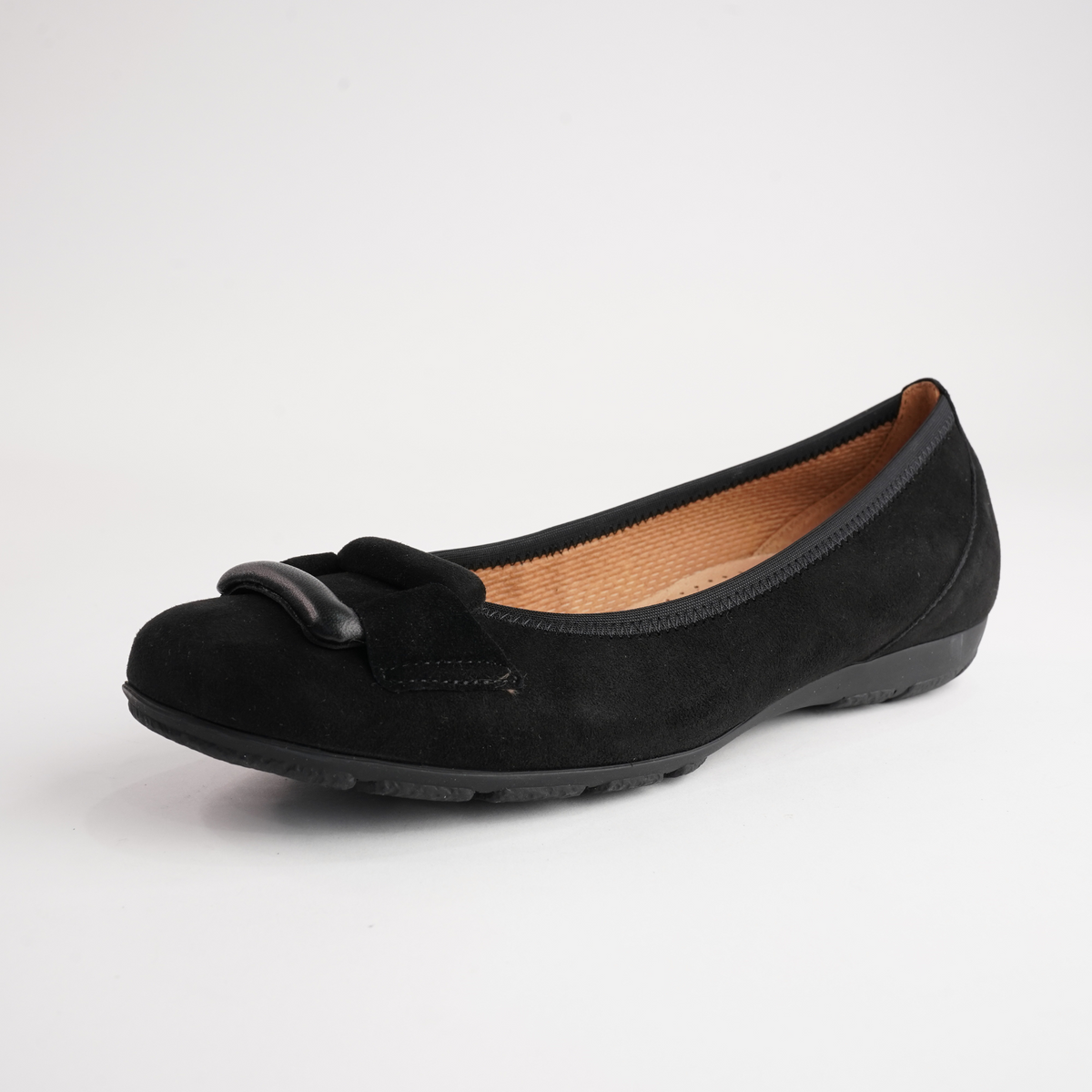 Gwenyth Black Suede Leather Ballet Flats - GABOR | Shouz