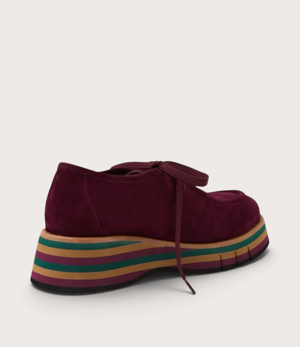 Gnota Burgundy Suede/ Forest and Tan Multi Sole Flats