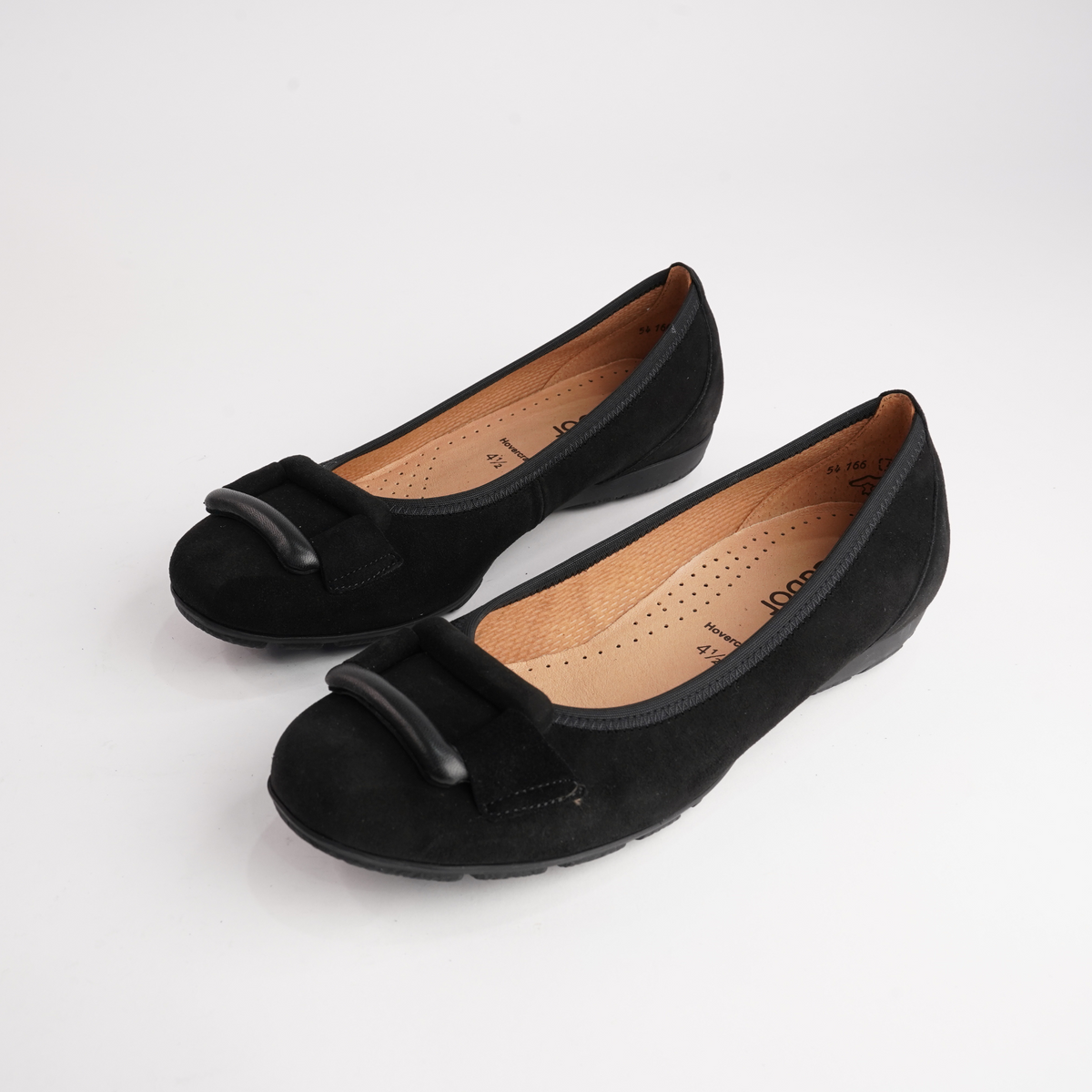 Gwenyth Black Suede Leather Ballet Flats - GABOR | Shouz
