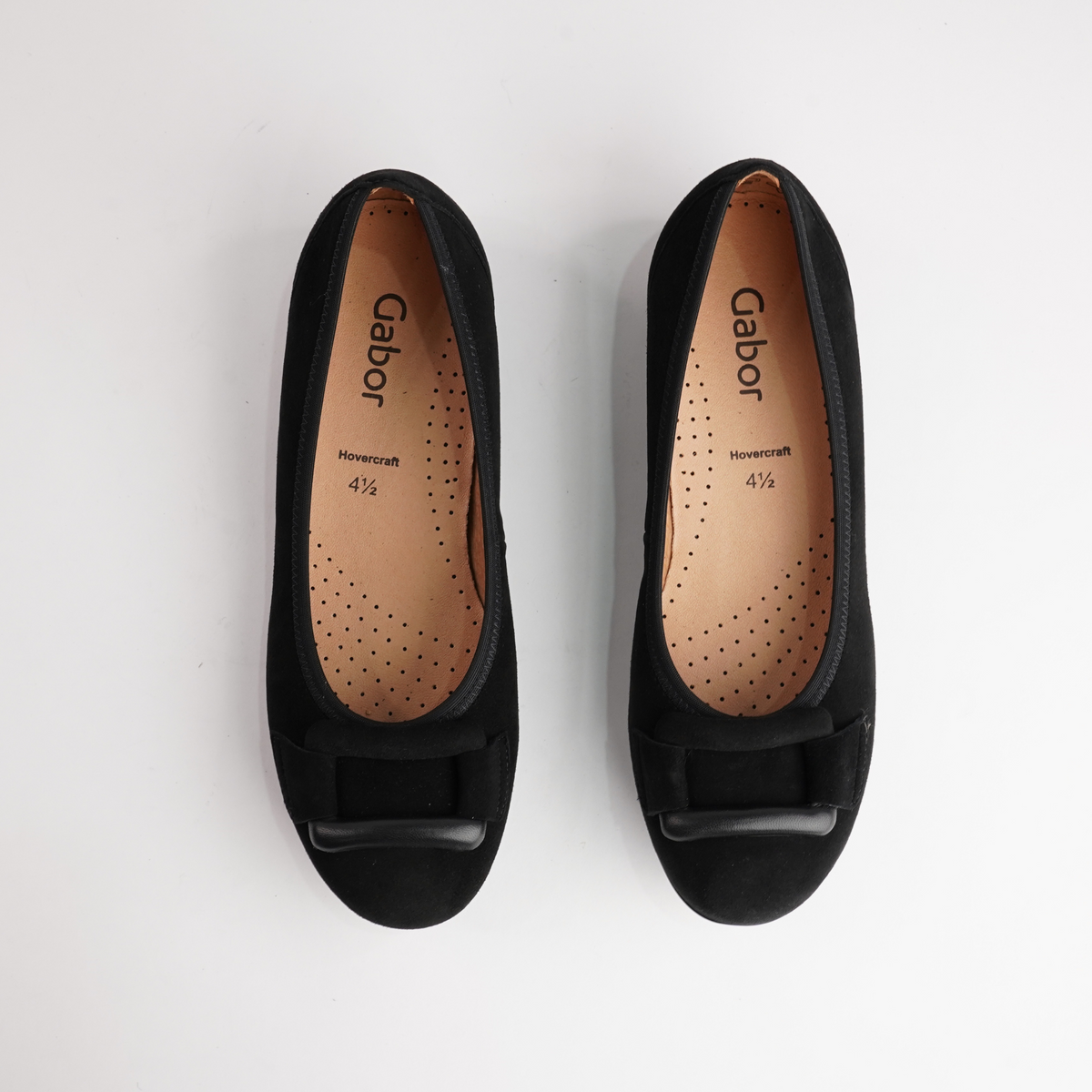 Gwenyth Black Suede Leather Ballet Flats - GABOR | Shouz