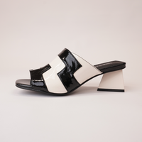 Ibbys Black & Ivory Patent Leather Heels