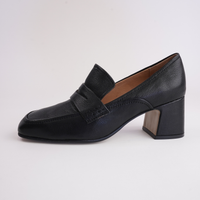 Kendill Black Leather Heeled Loafers