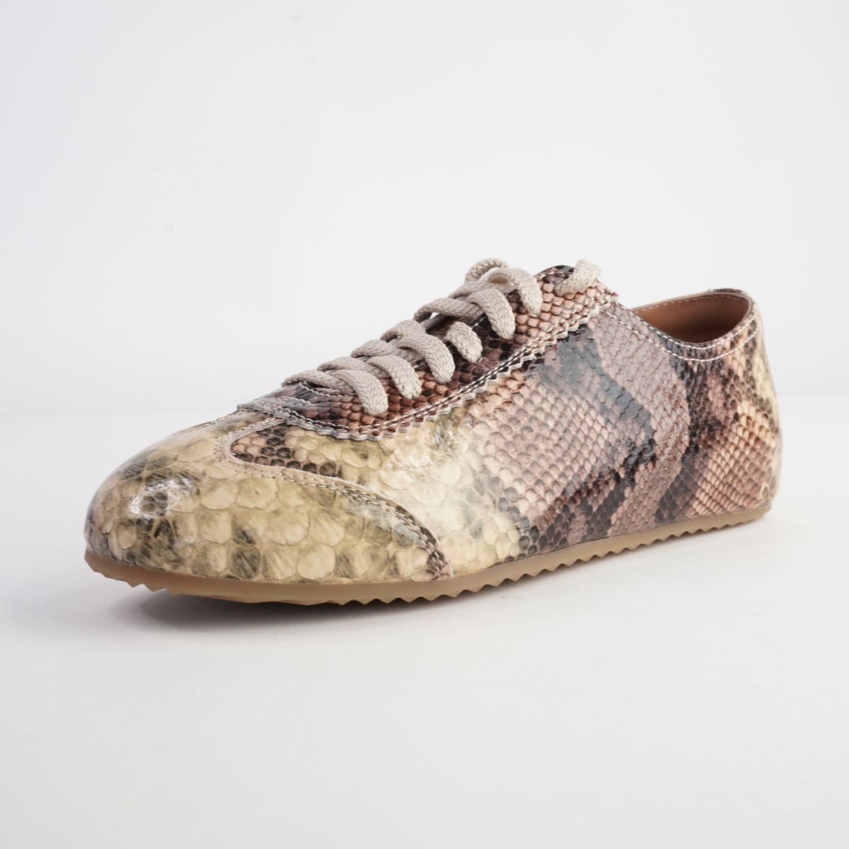 Quinn Natural Multi Snake Leather Sneakers - ALFIE AND EVIE | Shouz