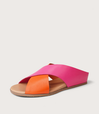 Harli New Orange/ Hot Pink Leather Slides