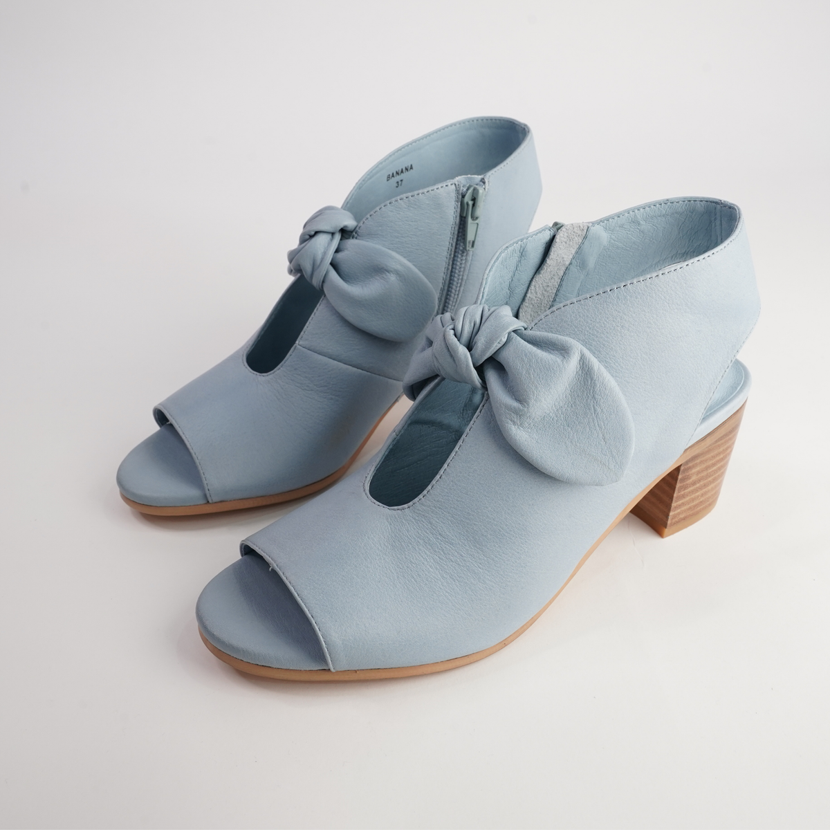Banana Denim Leather Heels
