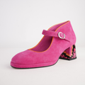 Podium Hot Pink Suede Heels