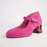 Podium Hot Pink Suede Heels - BRESLEY | Shouz
