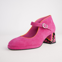 Podium Hot Pink Suede Heels - BRESLEY | Shouz