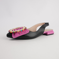 Vesper Black/ Fuchsia Leather Flats