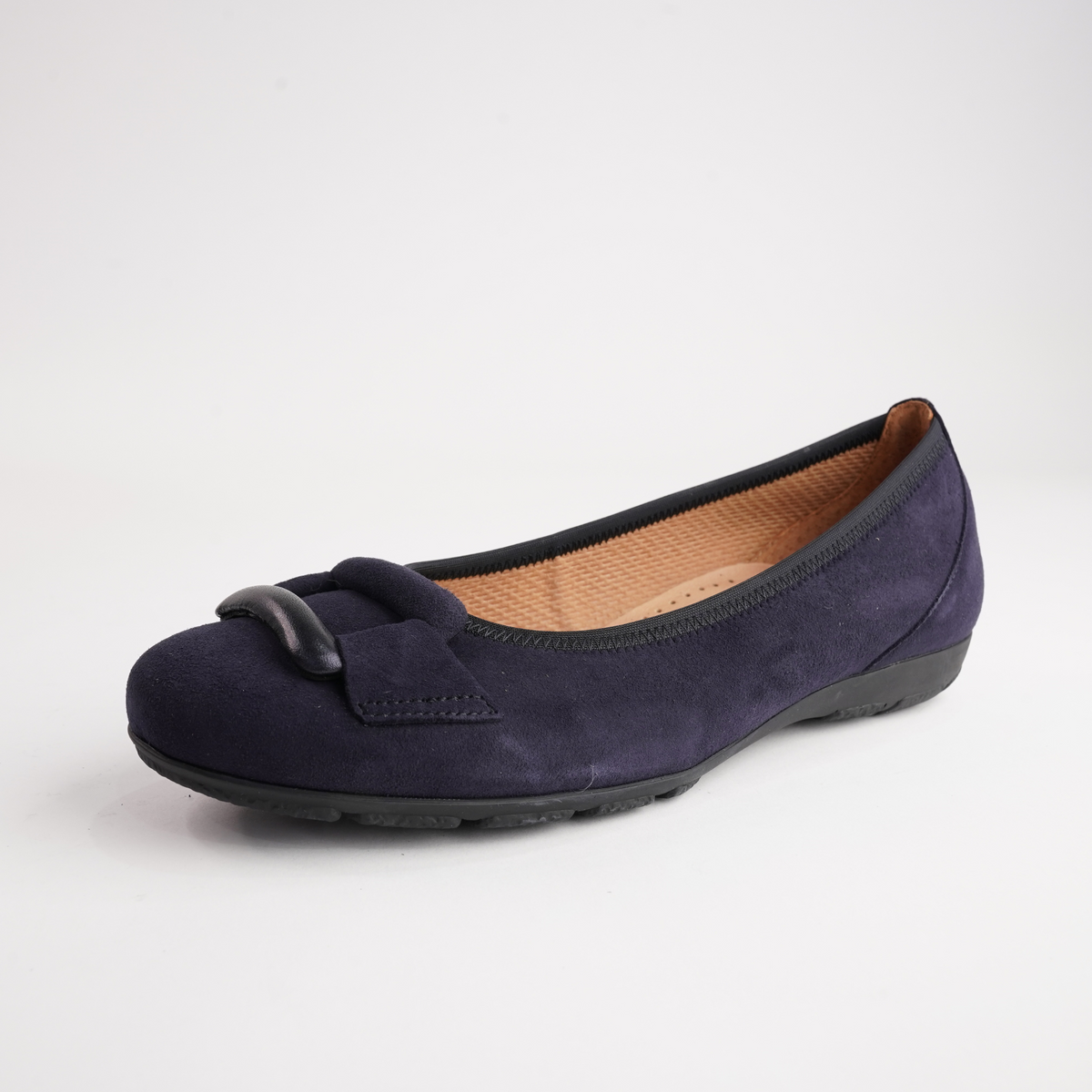 Gwenyth Navy Suede Leather Ballet Flats - GABOR | Shouz