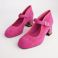 Podium Hot Pink Suede Heels - BRESLEY | Shouz