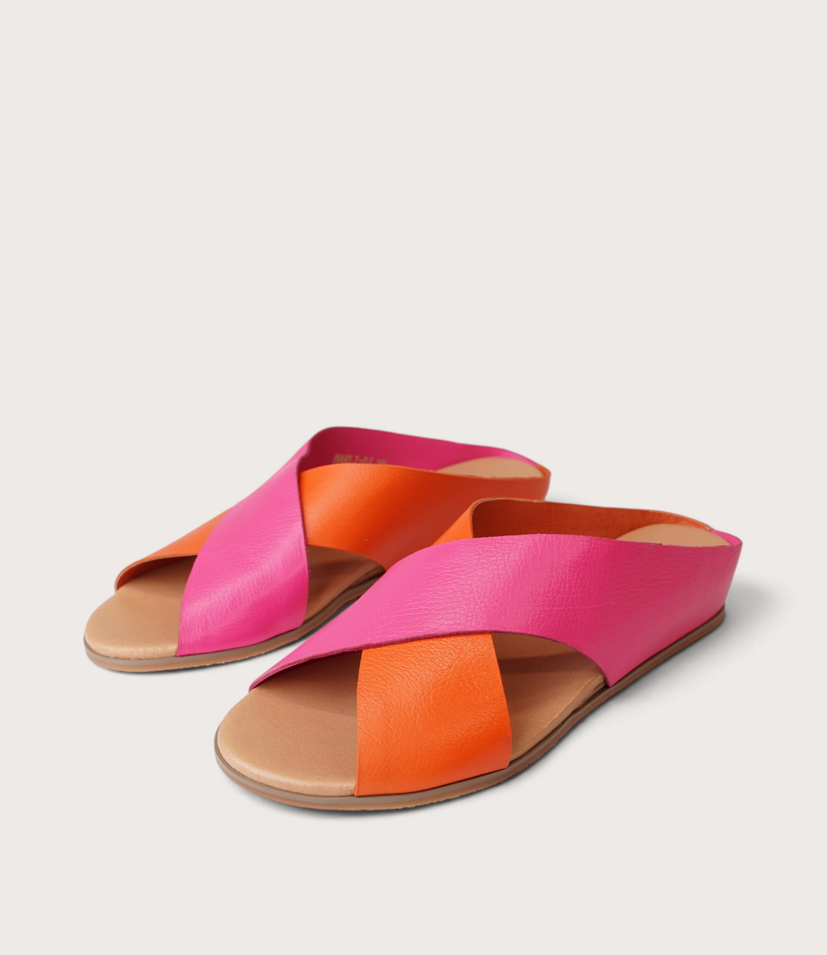 Harli New Orange/ Hot Pink Leather Slides