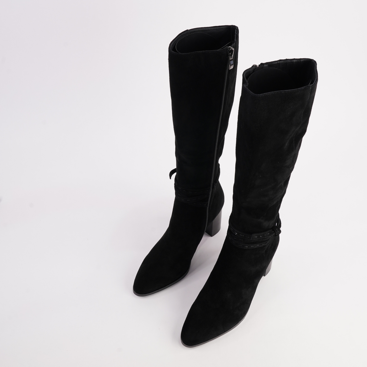 Amirie Black Suede/ Black Heel Knee High Boots - DJANGO AND JULIETTE | Shouz