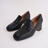 Kendill Black Leather Heeled Loafers