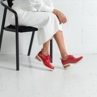 Daya Red Crinkle Patent Leather Brougues
