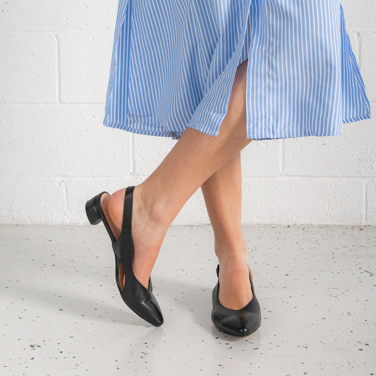 Frankiel Black Leather Heels