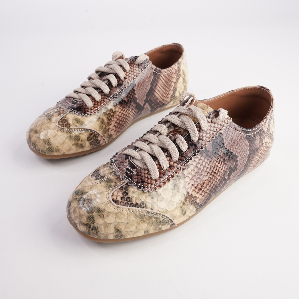 Quinn Natural Multi Snake Leather Sneakers - ALFIE AND EVIE | Shouz