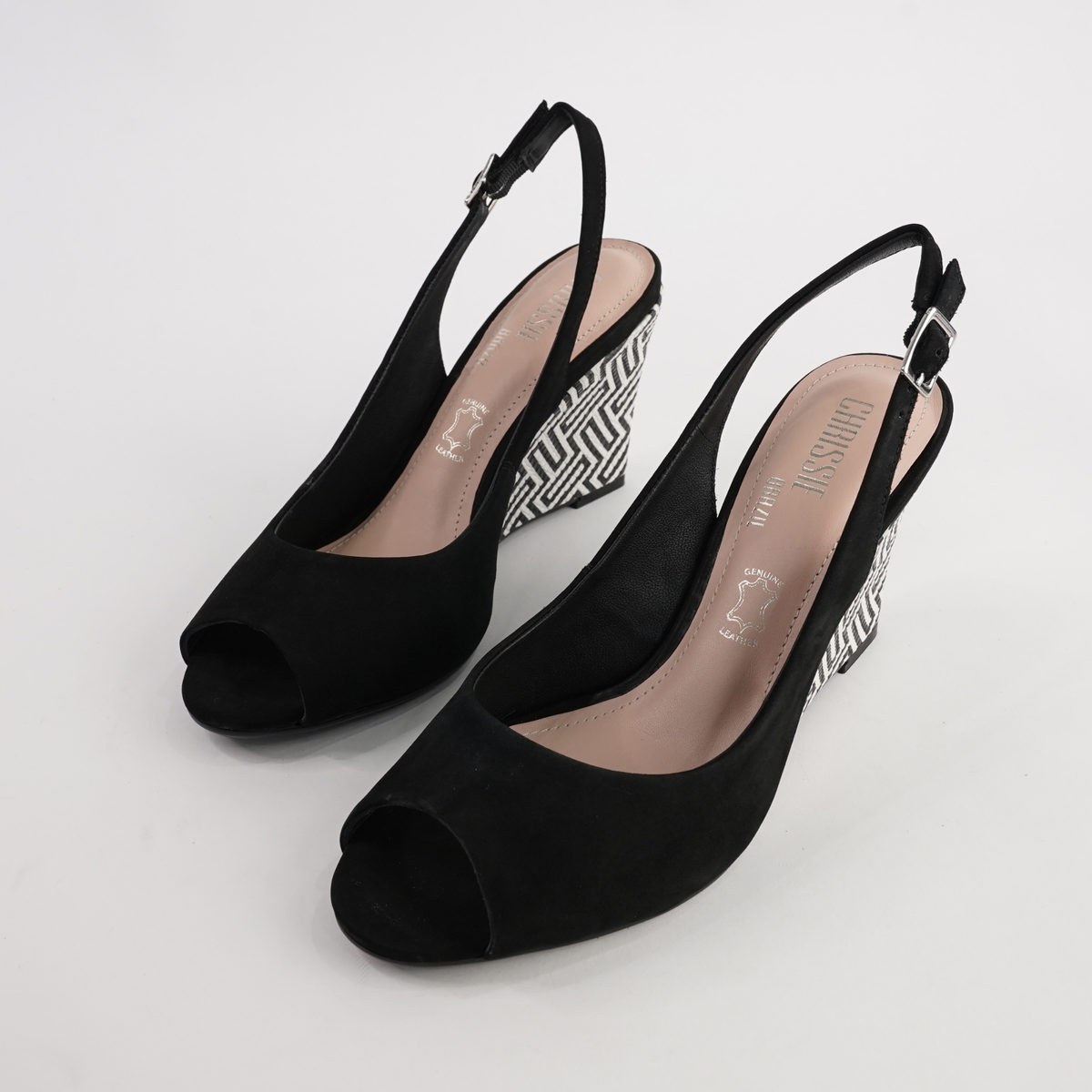 Bryce Black Nubuck Leather Heels