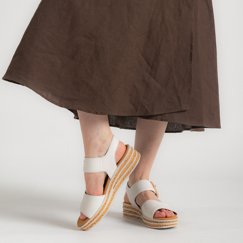 Margo White Leather Sandals