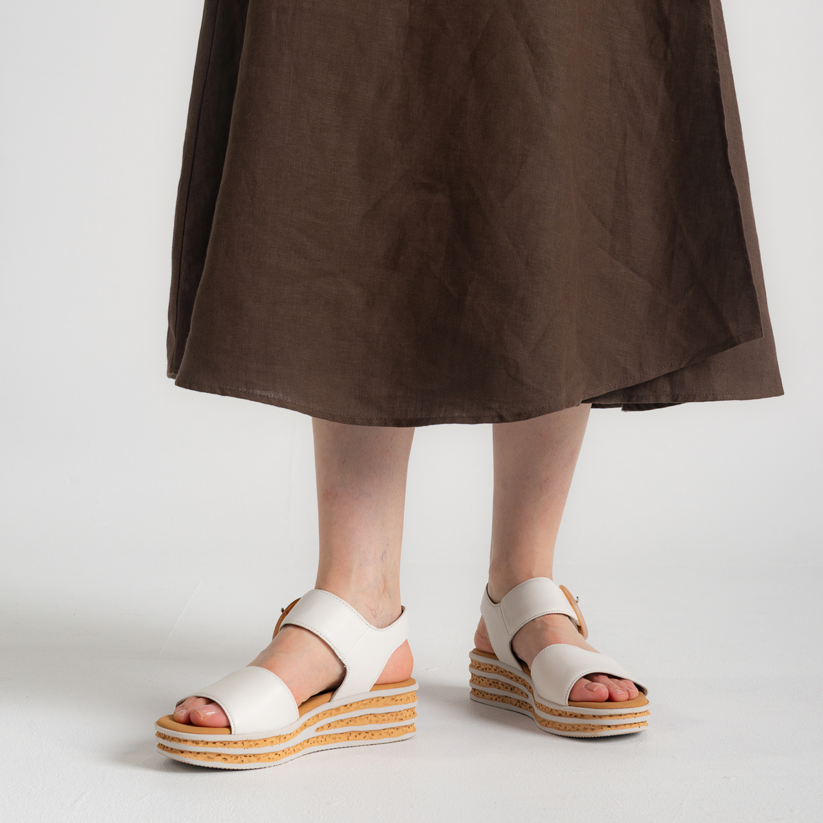 Margo White Leather Sandals - GABOR | Shouz