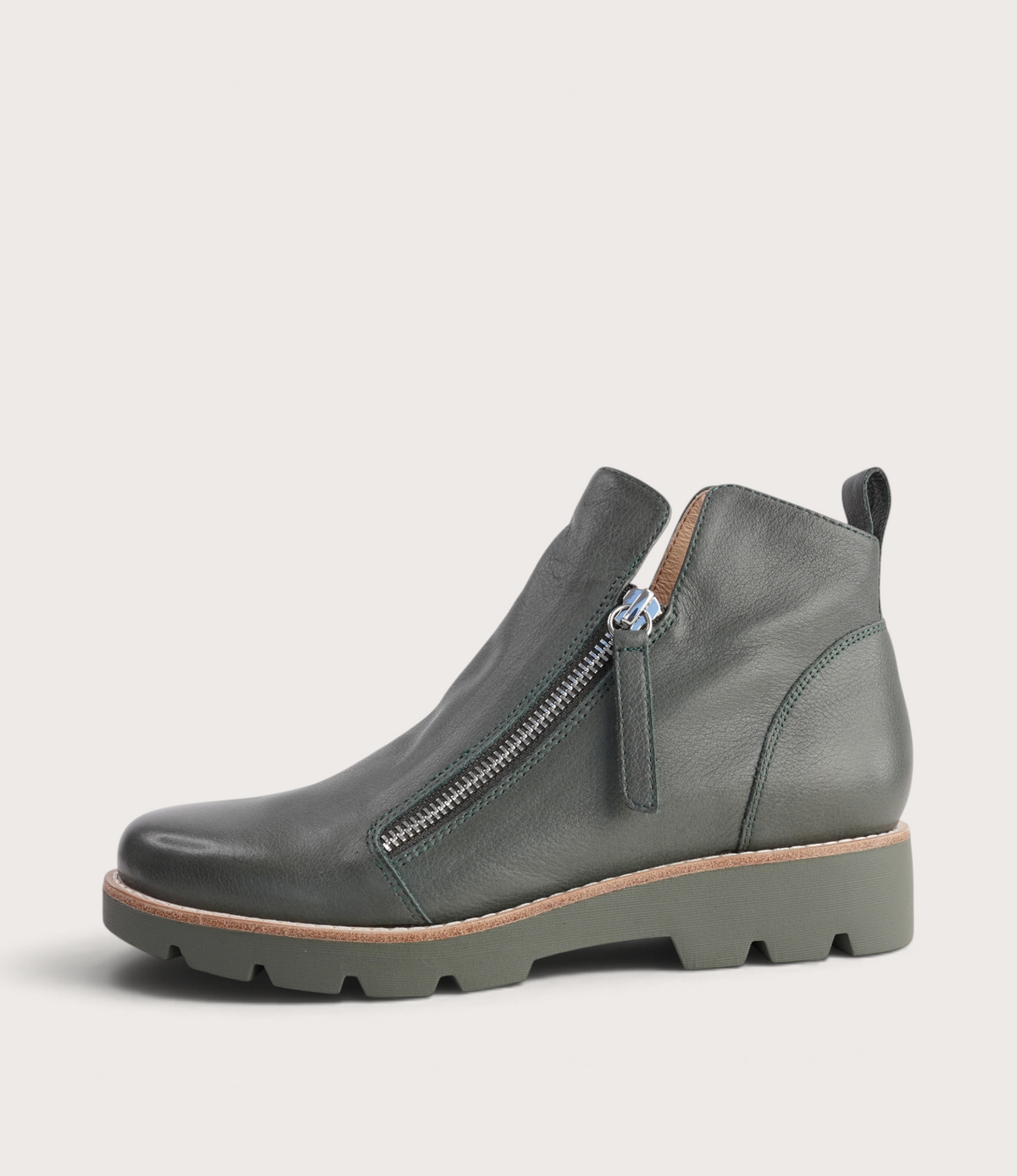Dottiz Olive Leather/ Olive Sole Ankle Boots