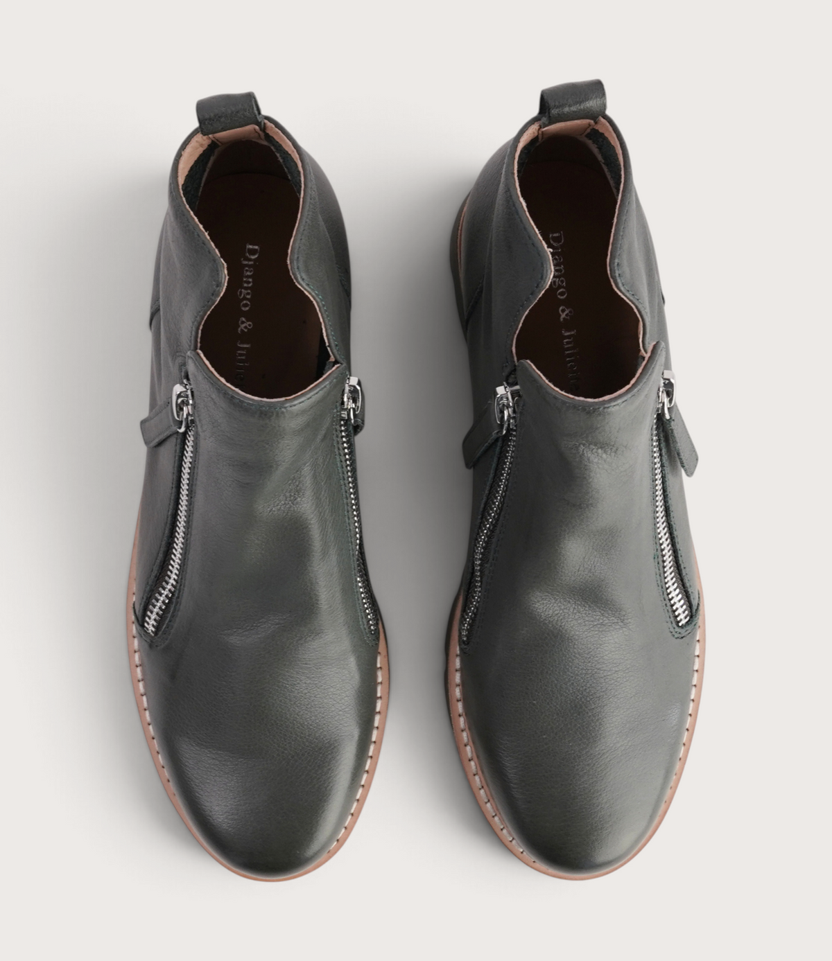 Dottiz Olive Leather/ Olive Sole Ankle Boots