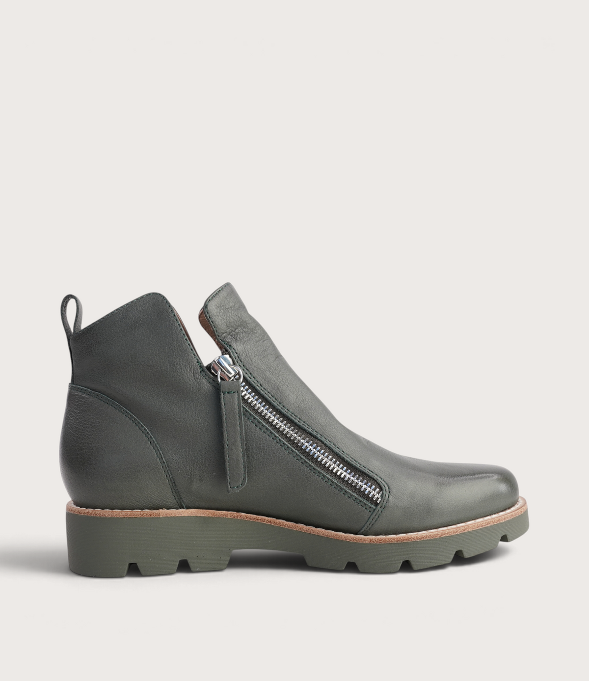 Dottiz Olive Leather/ Olive Sole Ankle Boots