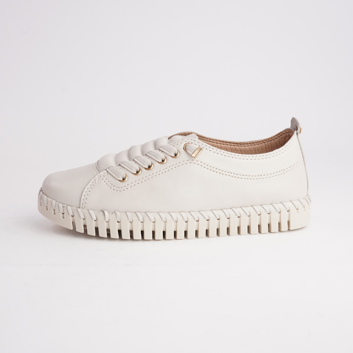 Sonia Off White Leather Sneakers - NU BY NEO | Shouz