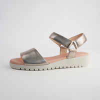Minne Champagne/ Almond Sole Leather Sandals