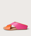 Harli New Orange/ Hot Pink Leather Slides