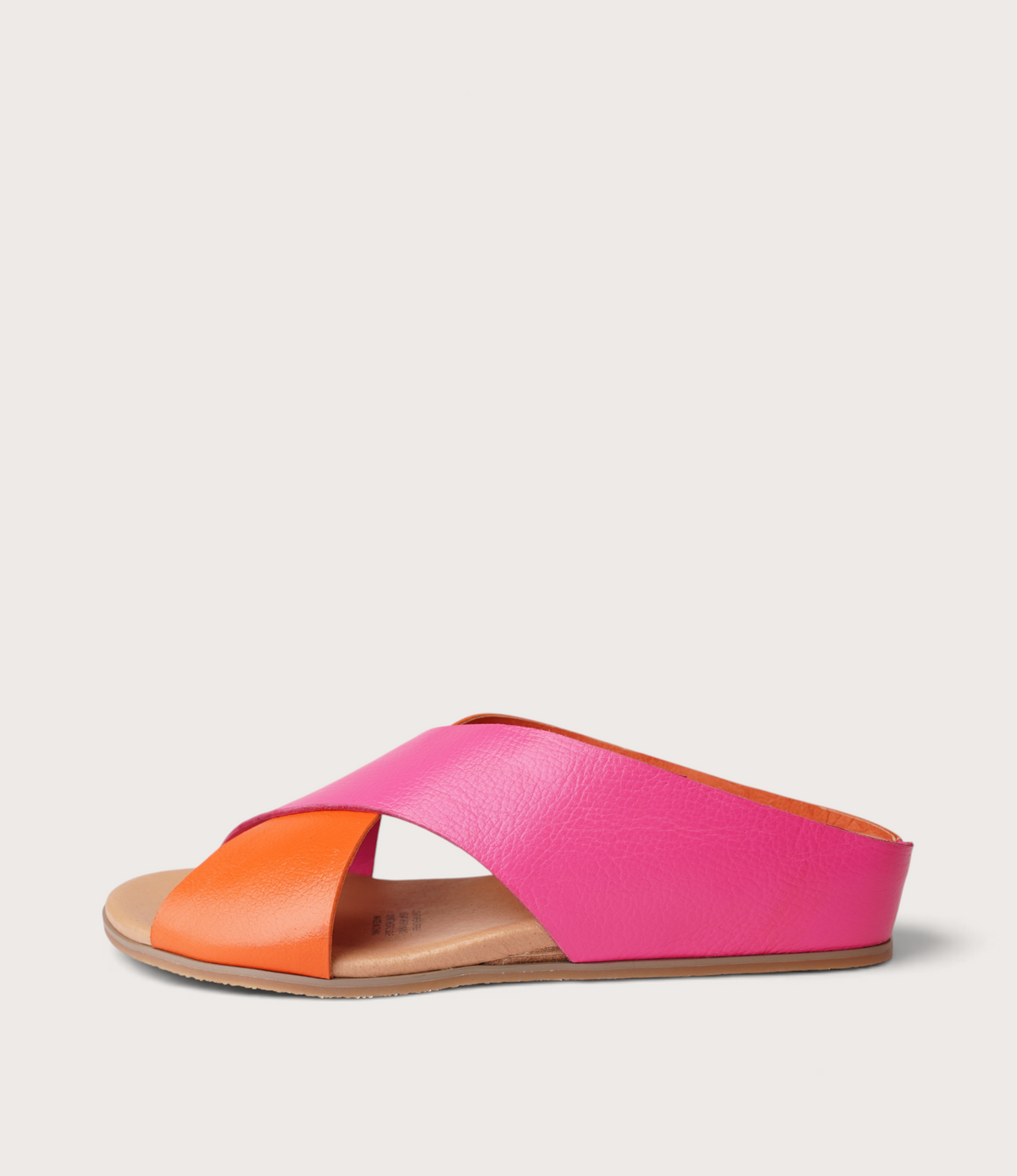 Harli New Orange/ Hot Pink Leather Slides