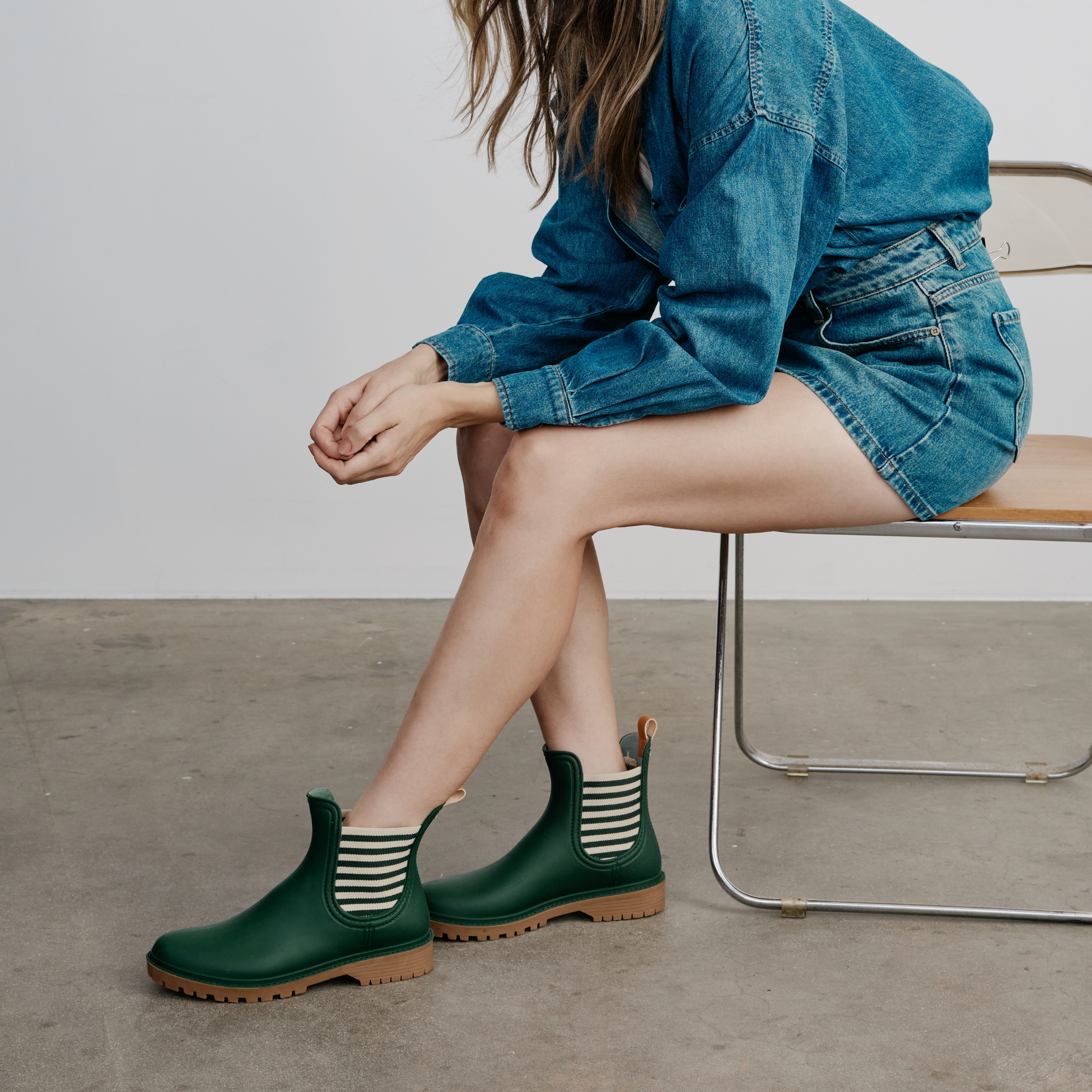 Laurina Deep Green Stripe Gumboots - DIANA FERRARI | Shouz