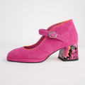 Podium Hot Pink Suede Heels