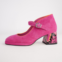 Podium Hot Pink Suede Heels - BRESLEY | Shouz