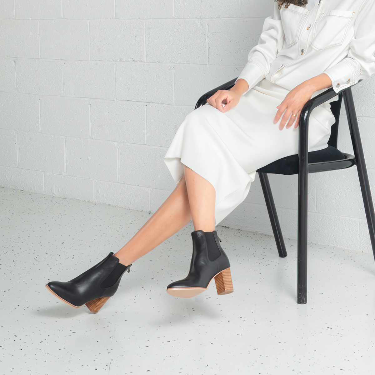 Ayer Black / Natural Leather Ankle Boots