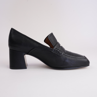 Kendill Black Leather Heeled Loafers