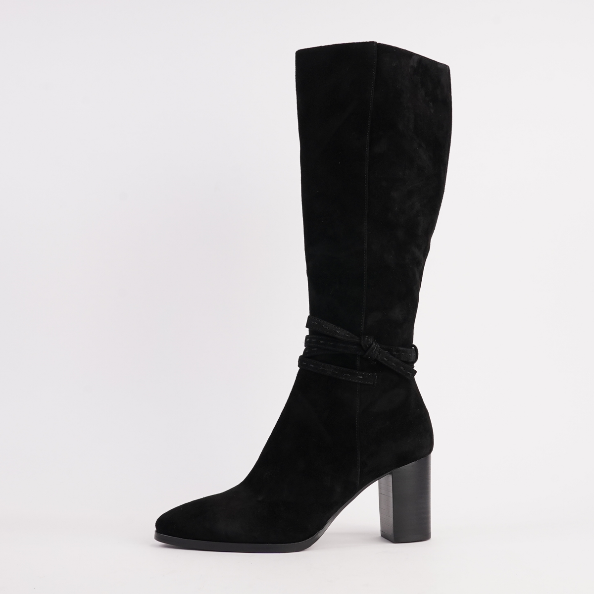 Amirie Black Suede/ Black Heel Knee High Boots