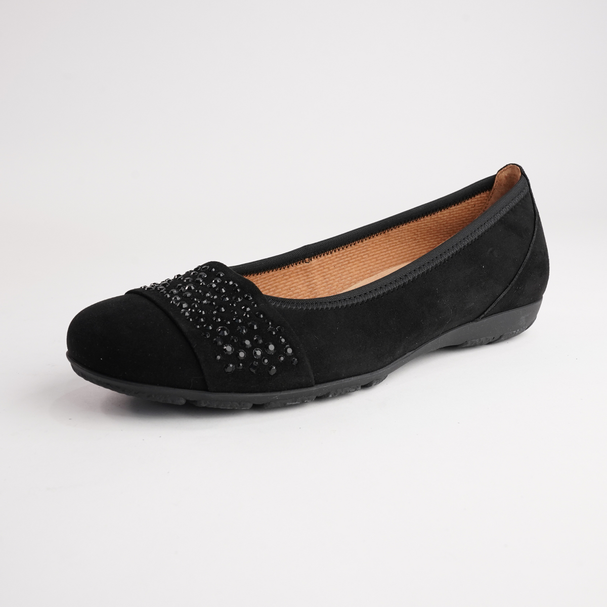 Greta Black Suede Leather Ballet Flats - GABOR | Shouz